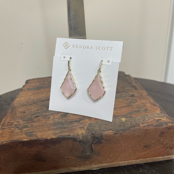 NWT Kendra Scott Small Faceted Alex Gold Drop Earrings in Rose Quartz! - Picture 4 of 4